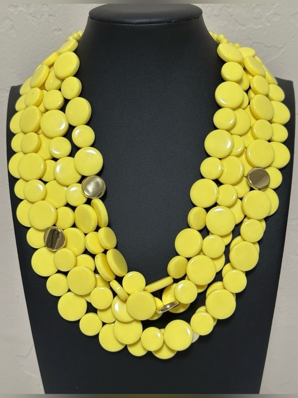 Zenzii Oh My Dots Multi-Strand Bright Yellow Statement Necklace